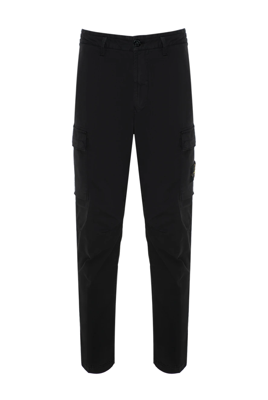Stone Island чоловічі чорні штани-карго із щільної фактурної бавовни 196716 - фото 1