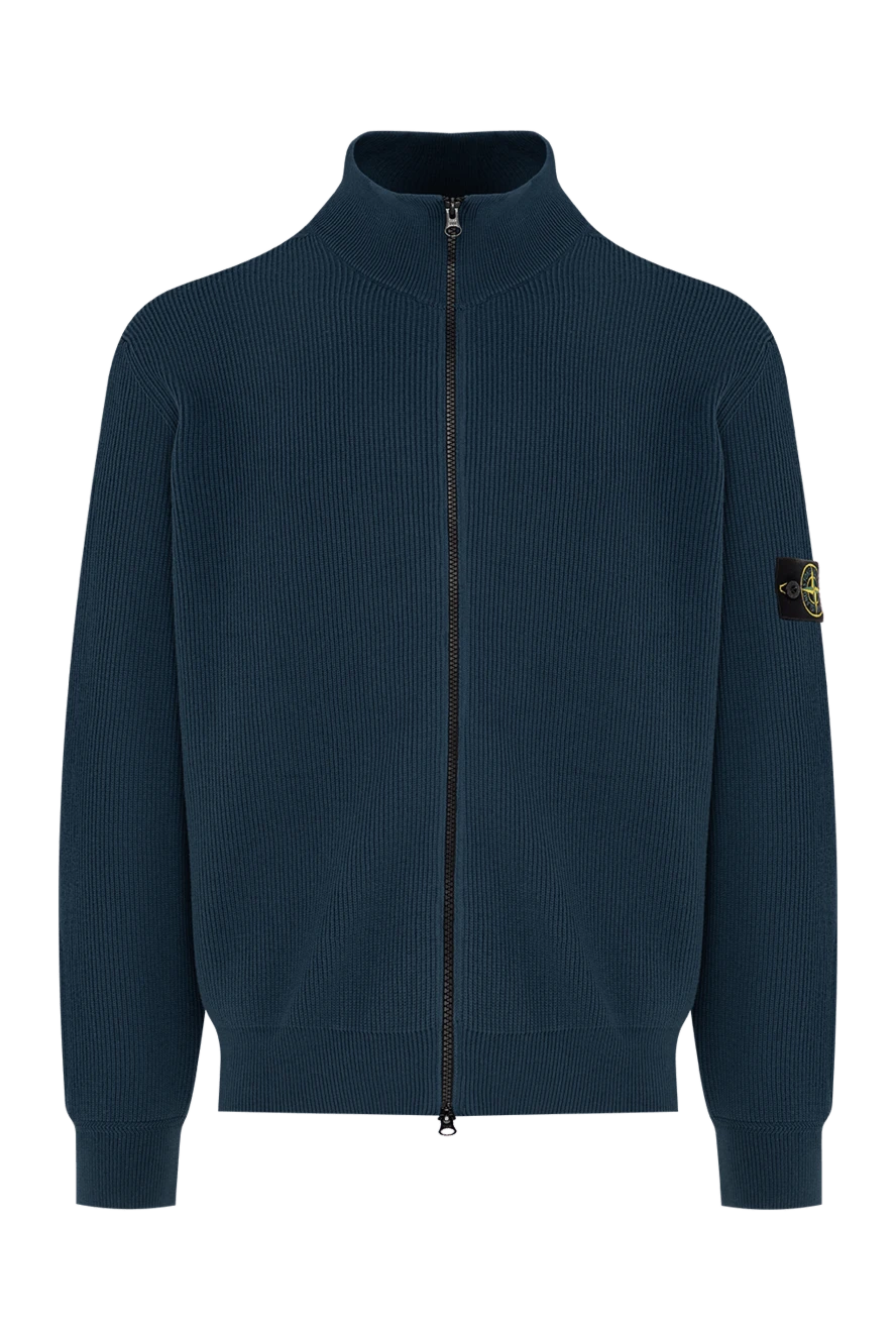 Stone Island blue men's knitted cardigan with a zipper 196724 - photo 1