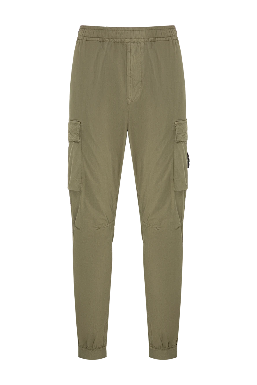 Stone Island чоловічі штани-карго кольору хакі на еластичних манжетах 196726 - фото 1