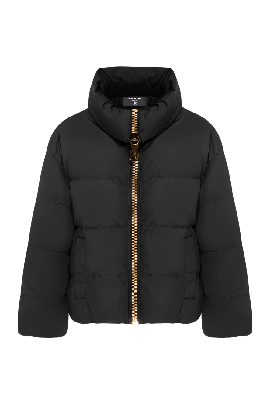 Balmain short black down jacket with a massive gold zipper 196745 - photo 1