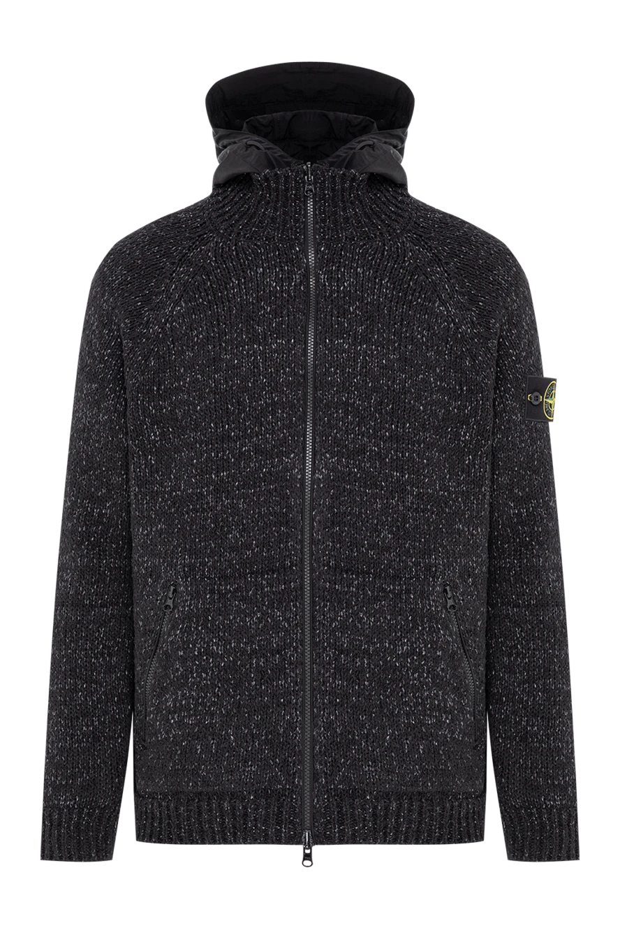 Stone Island черный мужской вязаный кардиган с капюшоном 196768 - фото 1