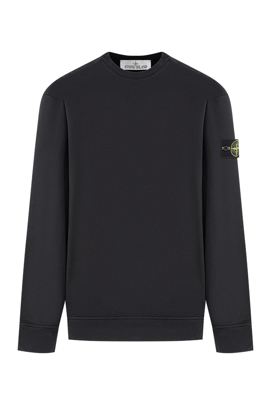 Stone Island men's sweatshirt in classic black with a patch on the sleeve 196769 - photo 1