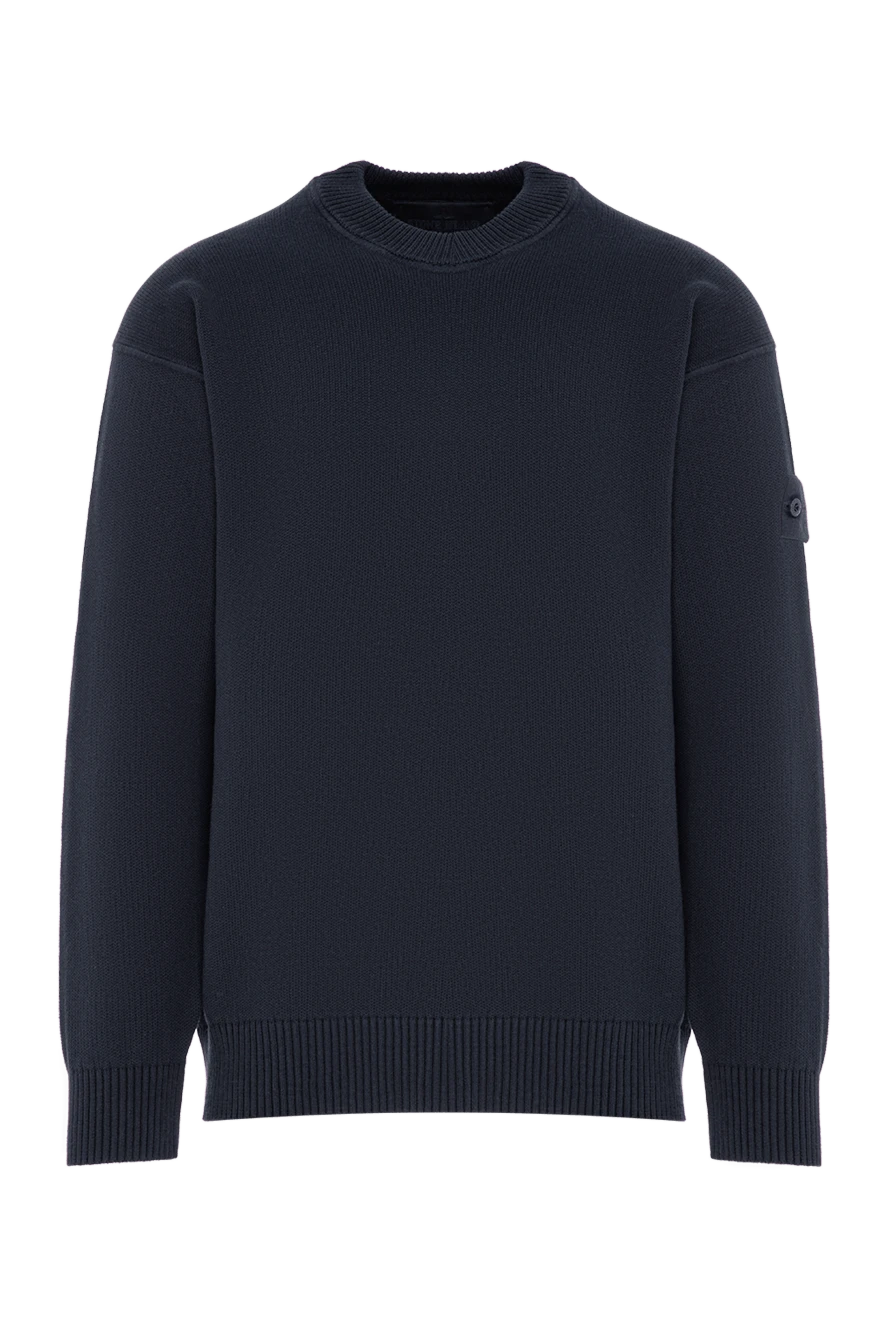 Stone Island blue cotton and cashmere knitted crew neck sweater 196774 - photo 1
