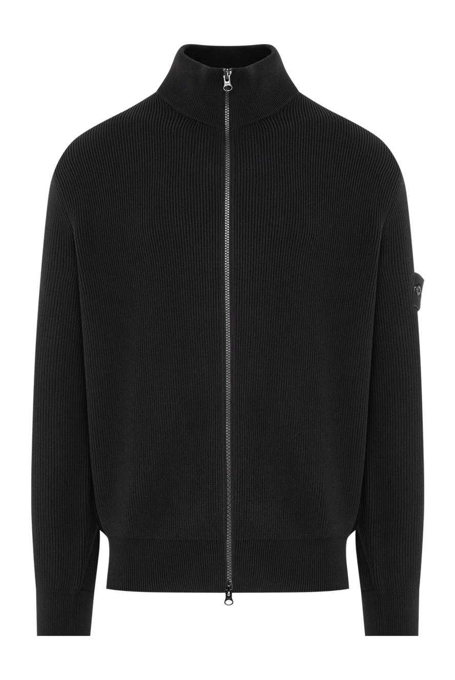 Stone Island чорний чоловічий бавовняний кардиган на блискавці 196778 - фото 1