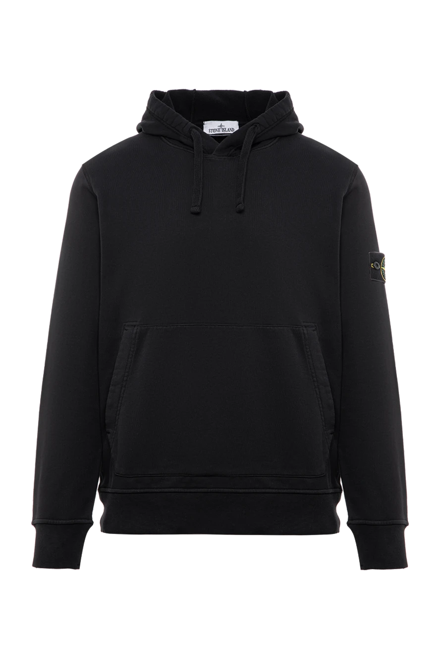 Stone Island black cotton hoodie with a kangaroo pocket 196779 - photo 1