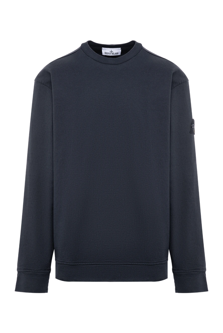Stone Island синій бавовняний світшот із монохромним патчем-компасом лінійки ghost piece 196781 - фото 1