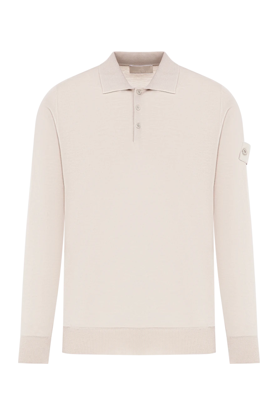 Stone Island трикотажный поло с длинным рукавом в бежевом цвете 196784 - фото 1