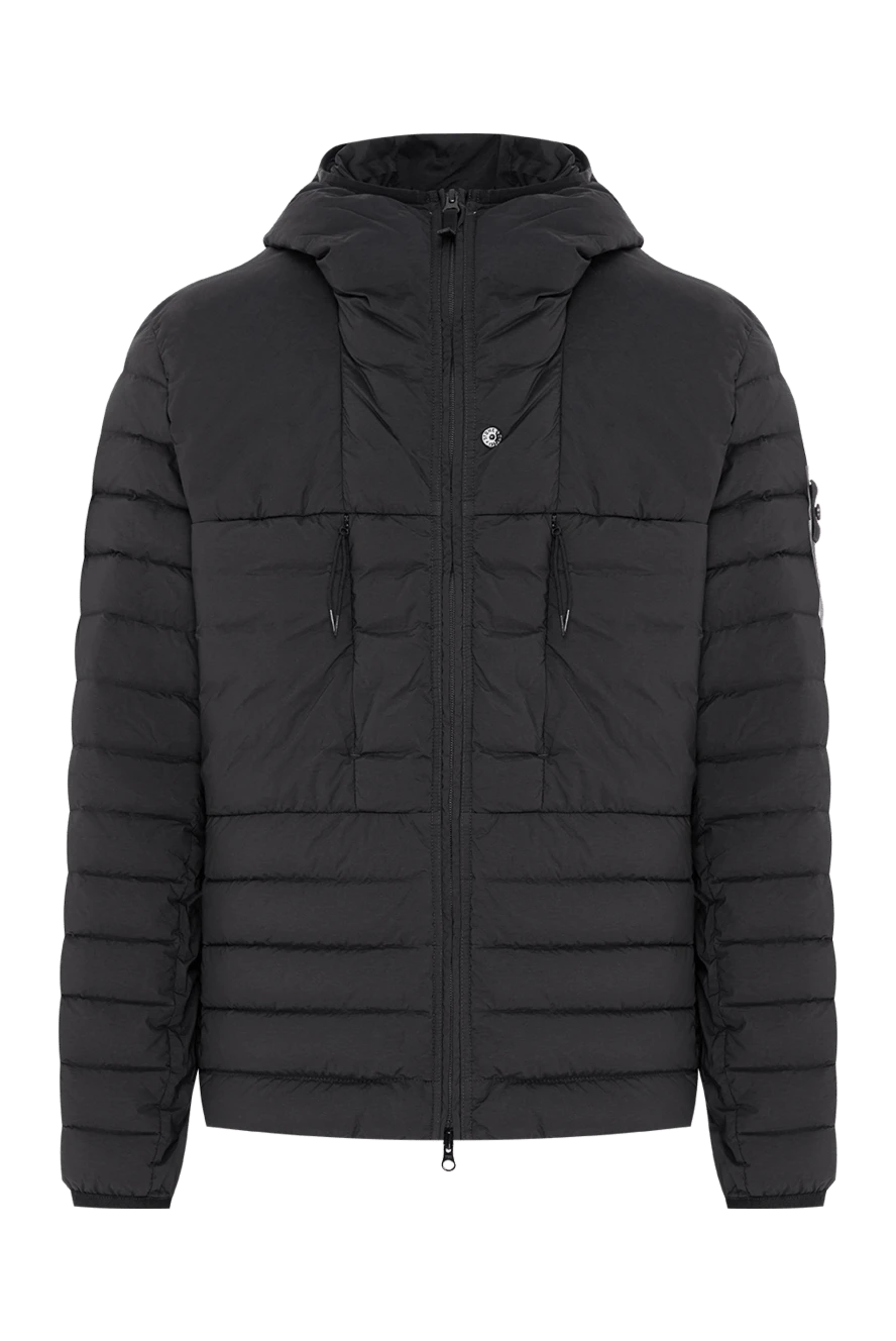 Stone Island черный стеганый пуховик с капюшоном и нагрудными карманами на молнии 196806 - фото 1