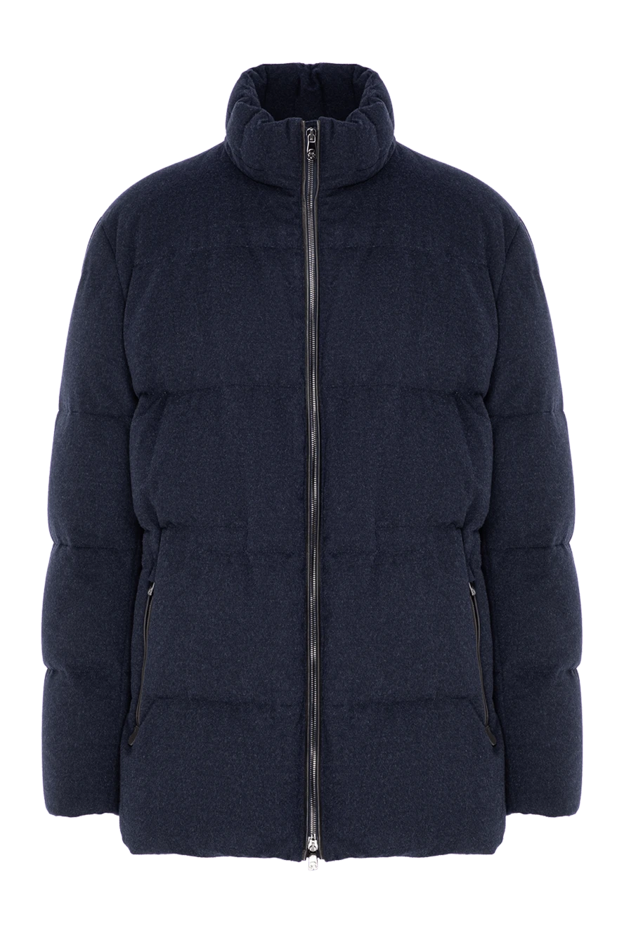 Corneliani dark blue quilted down jacket made of the softest italian cashmere with a stand-up collar 196815 - photo 1