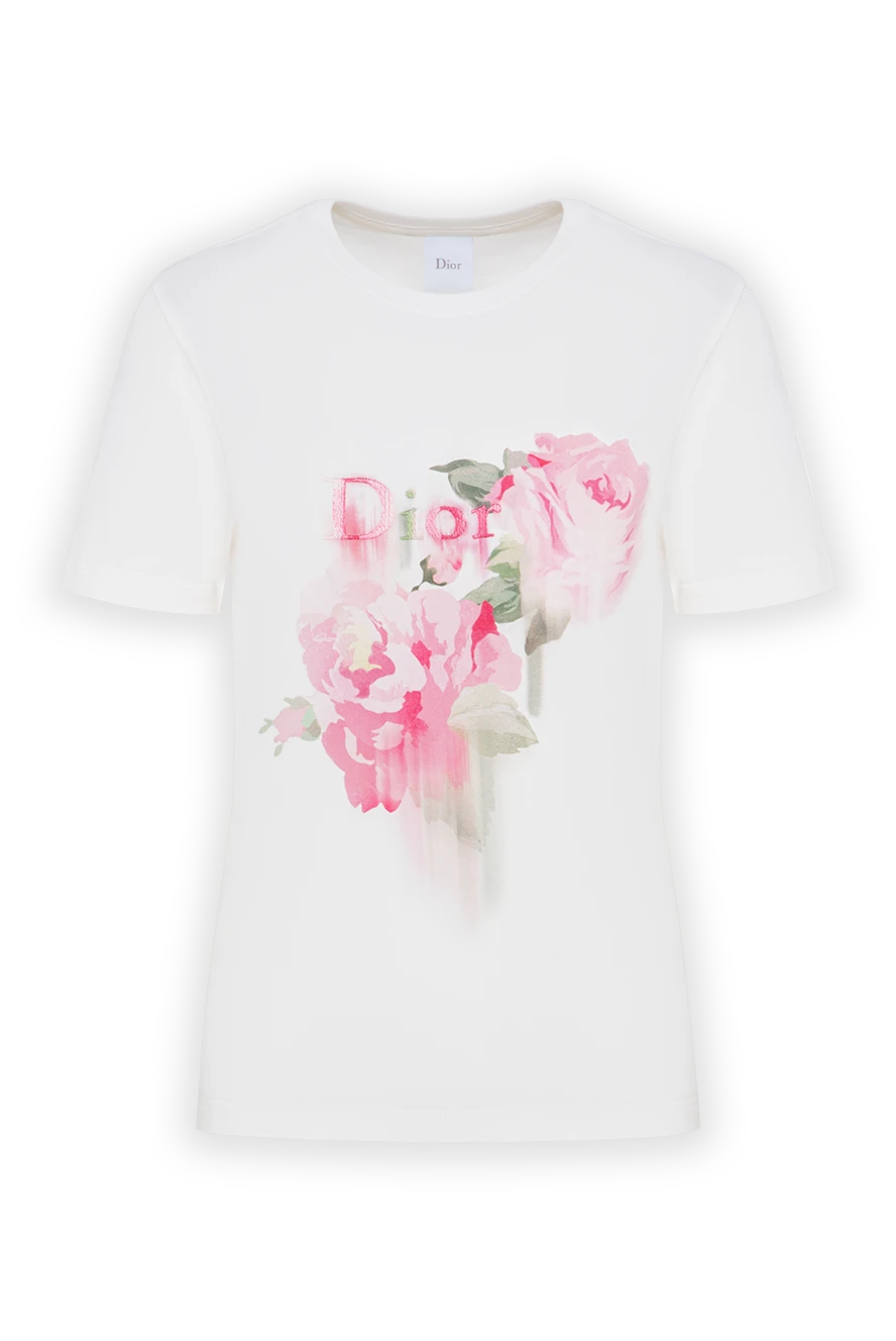 Dior crisp white cotton t-shirt with a watercolor floral print and embroidered logo 196872 - photo 1