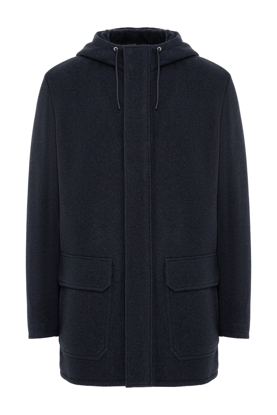 Seraphin dark blue cashmere parka with fur hood and patch pockets 197063 - photo 1