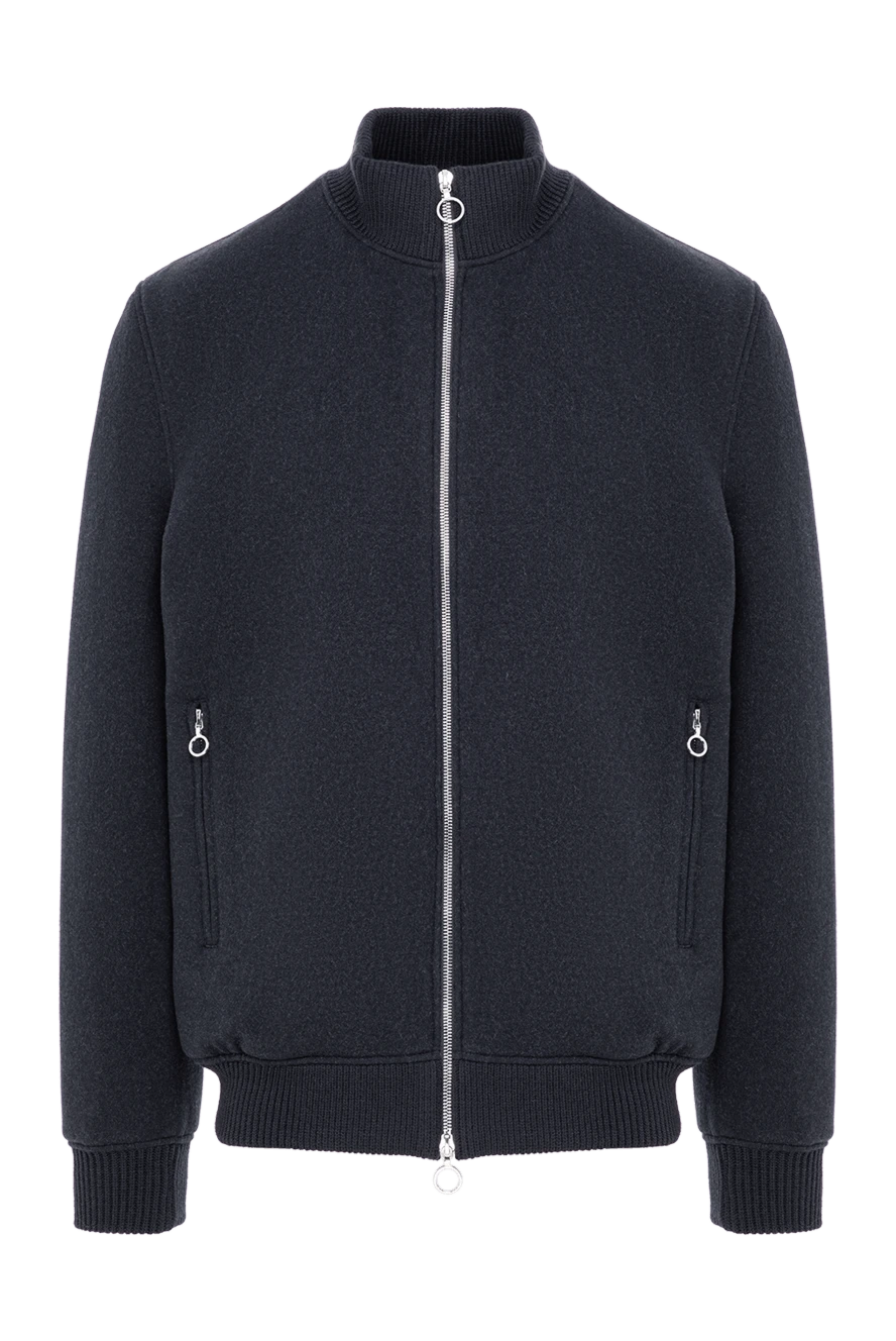 Seraphin blue cashmere bomber jacket with a through zip and knit trim 197070 - photo 1