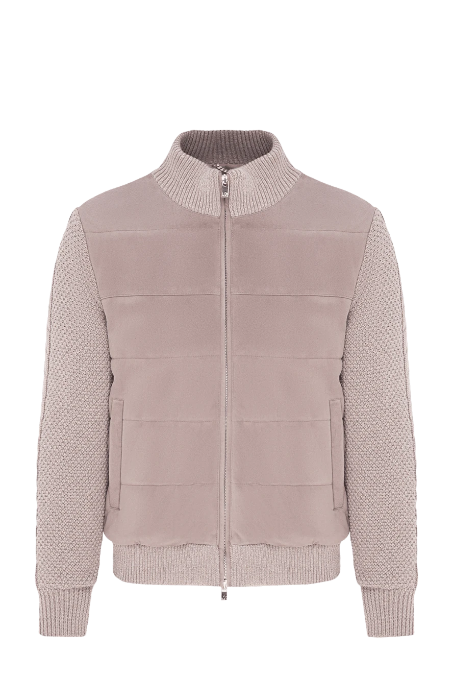 Tombolini combination bomber jacket in ultra-soft beige leather with knitted sleeves 197418 - photo 1