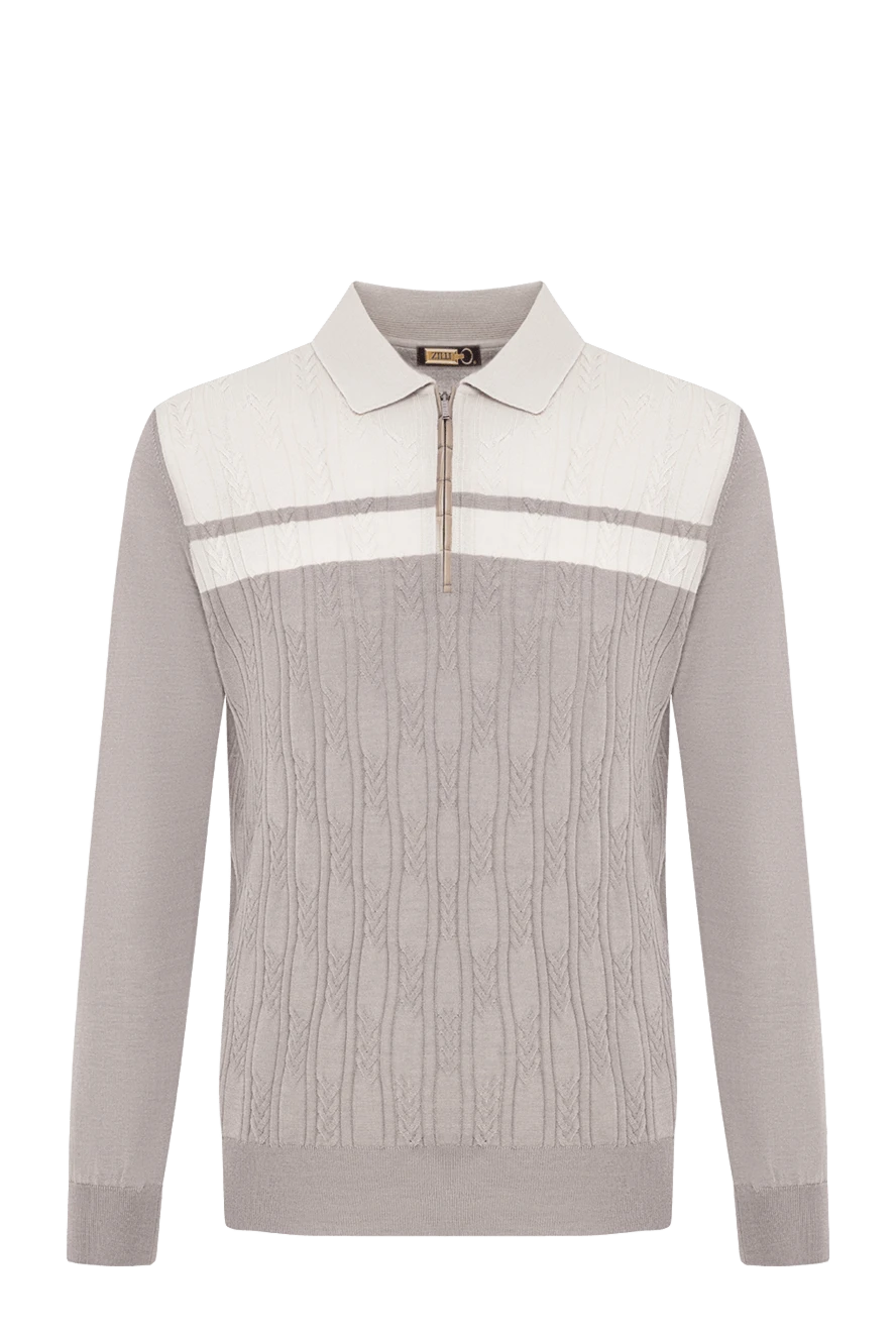 Zilli beige long sleeve polo shirt with cable pattern combination 197441 - photo 1