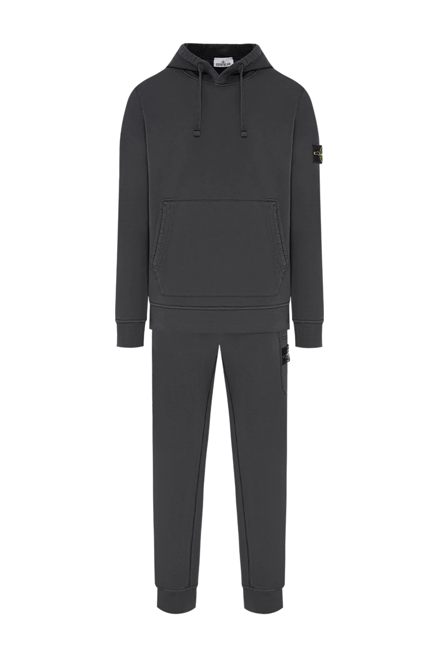 Stone Island бавовняний спортивний костюм графітового відтінку з фірмовим патчем 197458 - фото 1