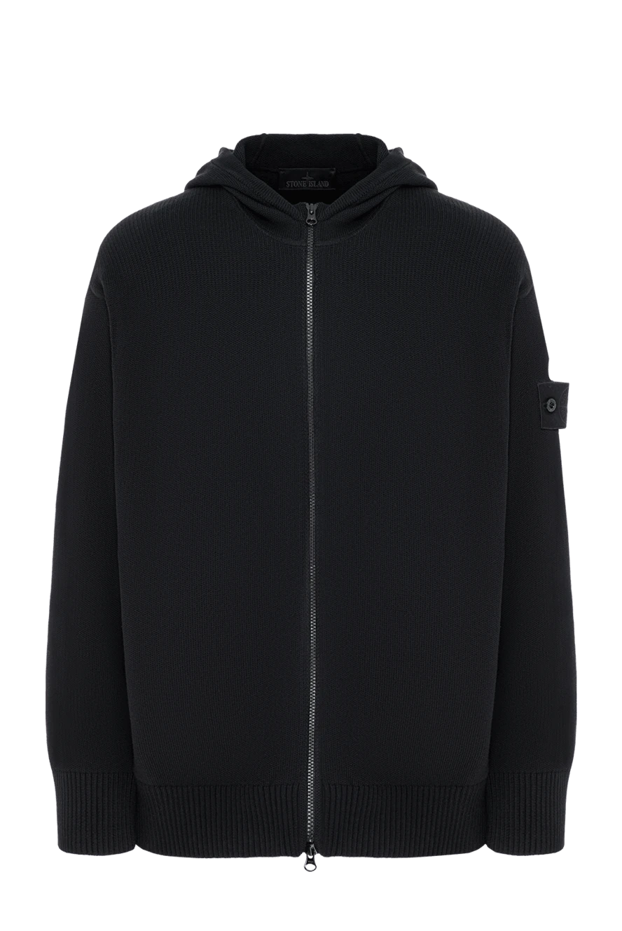 Stone Island вязаный черный кардиган на молнии с регулируемым капюшоном 197468 - фото 1