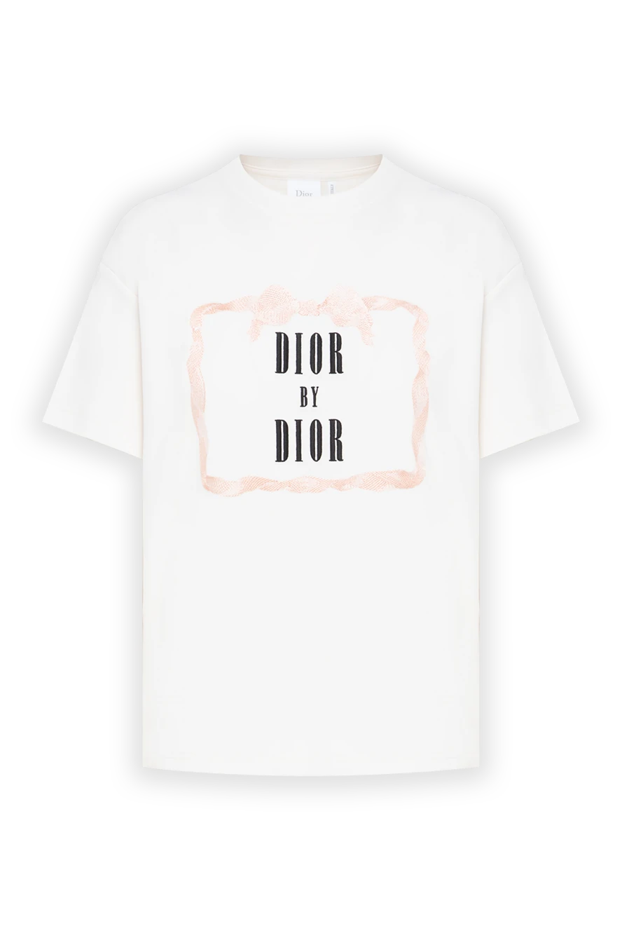Dior женская белая хлопковая футболка оверсайз с принтом dior by dior 197484 - фото 1