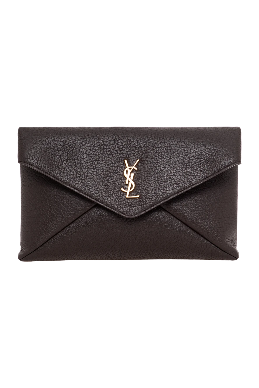 Saint Laurent большой клатч-конверт cassandre из кожи ягненка коричневого цвета 197496 - фото 1