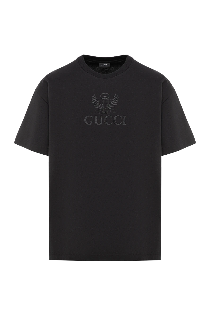 Gucci черная хлопковая футболка оверсайз с фактурной архивной эмблемой 197498 - фото 1