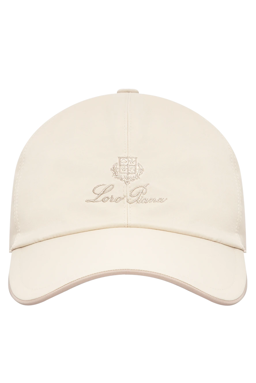 Loro Piana мужская бейсболка молочно-белого цвета из микрофибры с геральдической вышивкой 197509 - фото 1