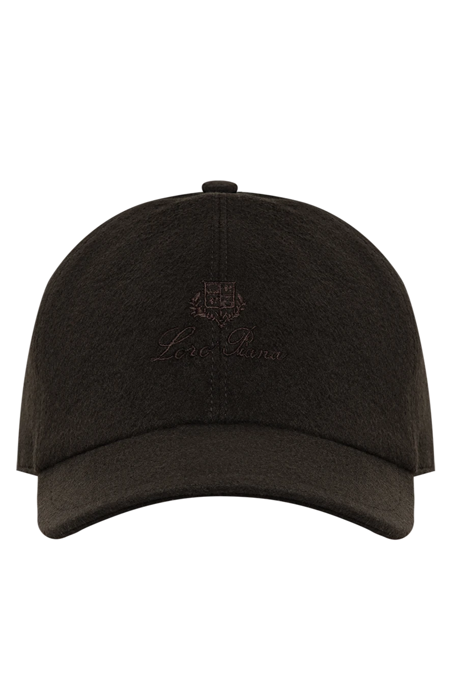 Loro Piana мужская кашемировая бейсболка цвета хаки с вышитым геральдическим логотипом 197518 - фото 1