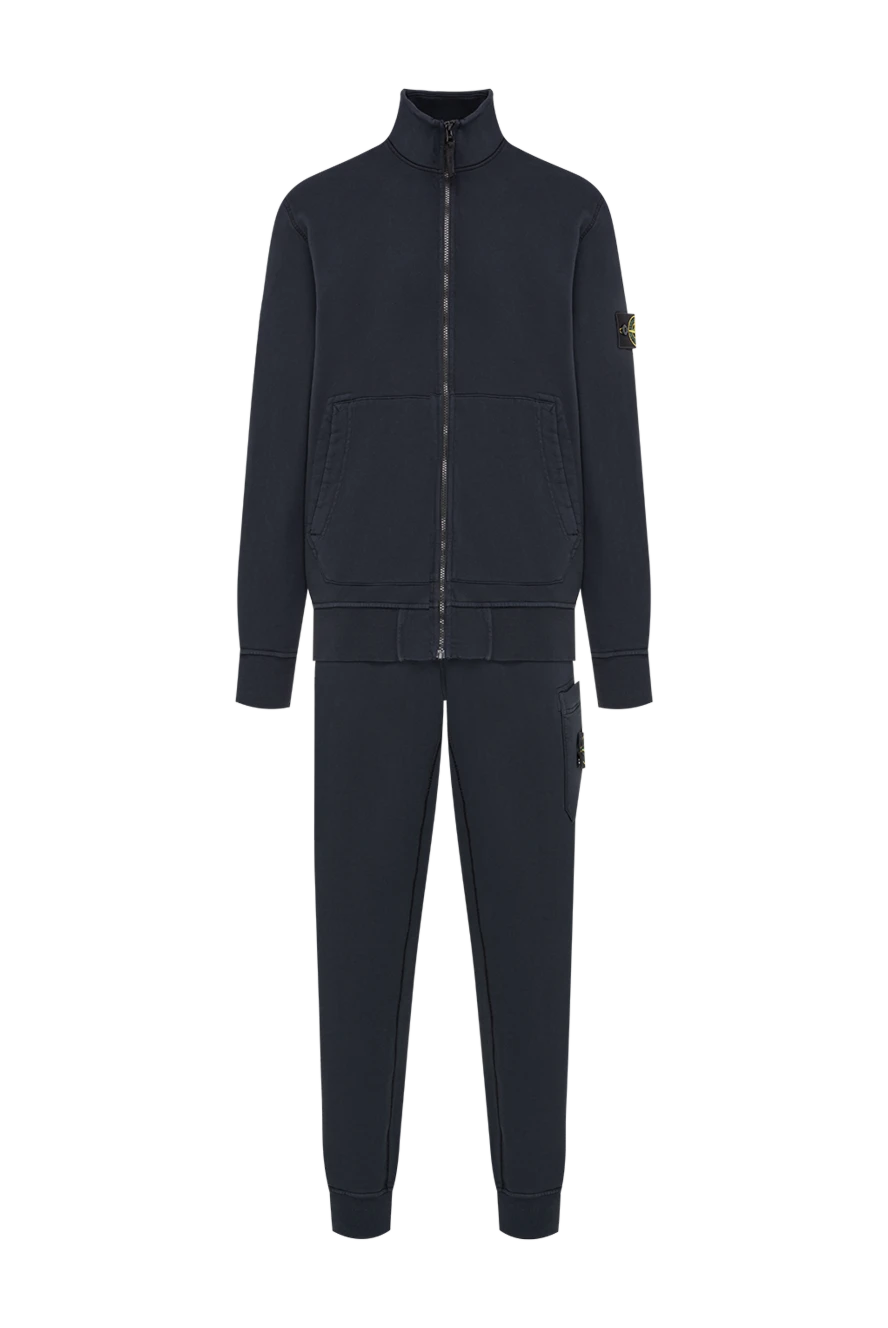 Stone Island синий трикотажный костюм на молнии с воротником-стойкой 197781 - фото 1