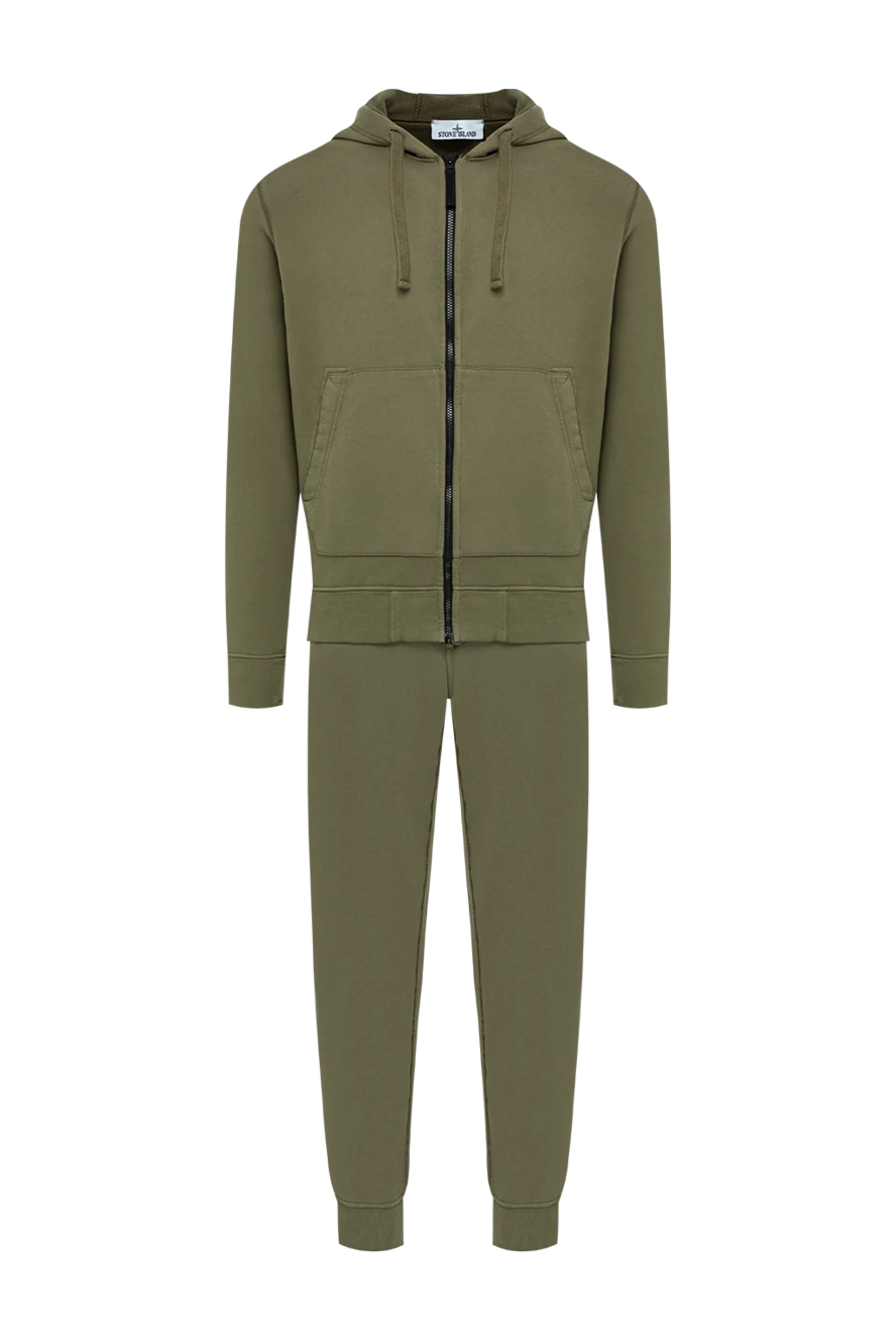 Stone Island хлопковый костюм цвета хаки с регулируемым капюшоном 197788 - фото 1