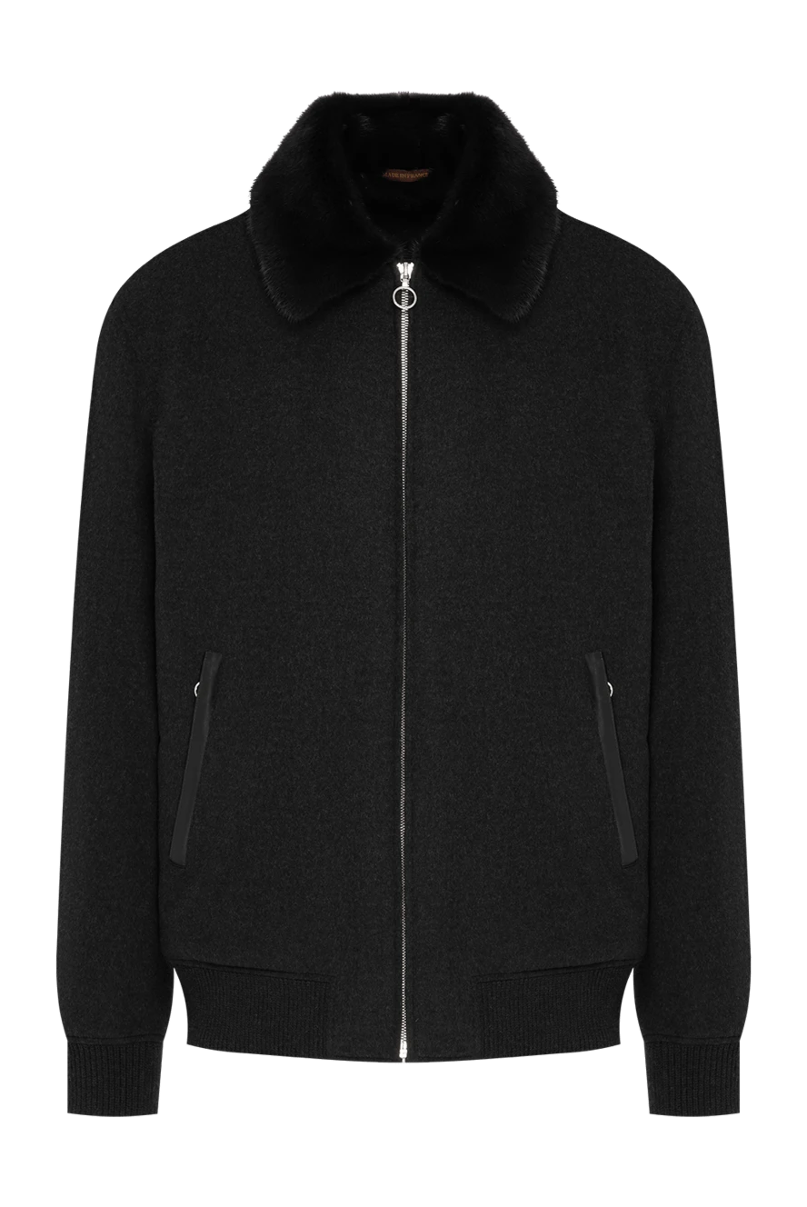 Seraphin black men's wool bomber jacket with crocodile skin and mink fur details 197799 - photo 1
