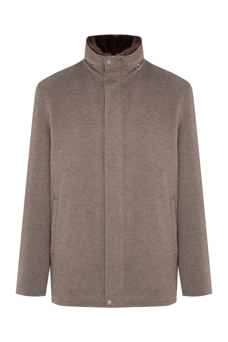 Seraphin beige men's cashmere coat jacket with fur lining 197800 - photo 1