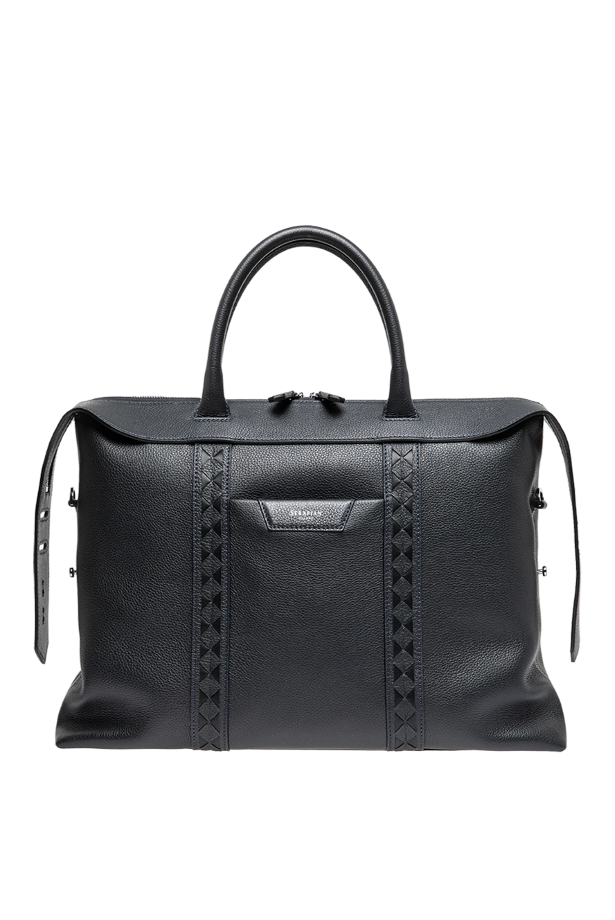 Serapian soft business bag in dark blue cachemire leather with mosaico details 197855 - photo 1