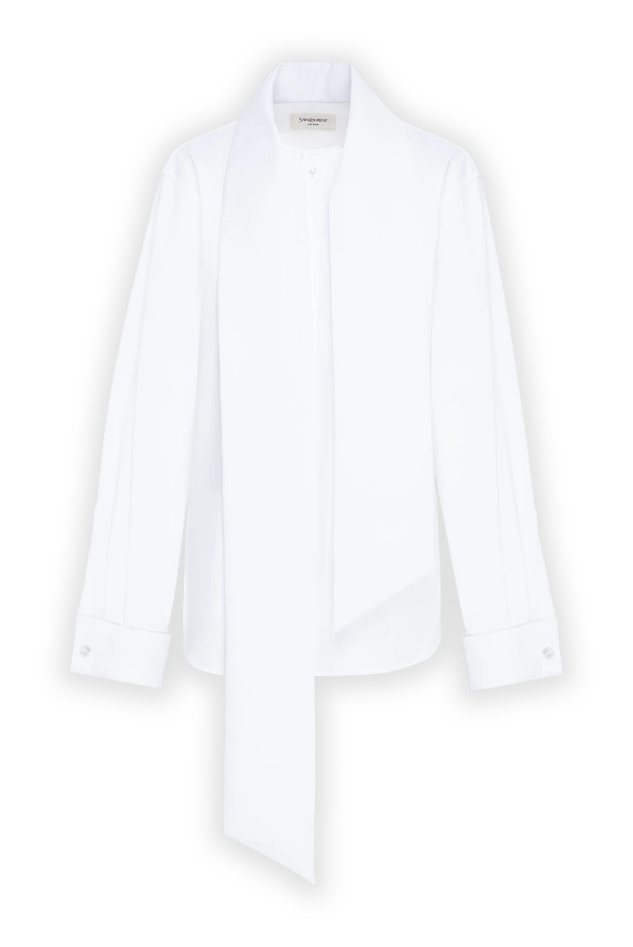Saint Laurent women's silk blouse with a lavalier collar and wide cuffs 197875 - photo 1