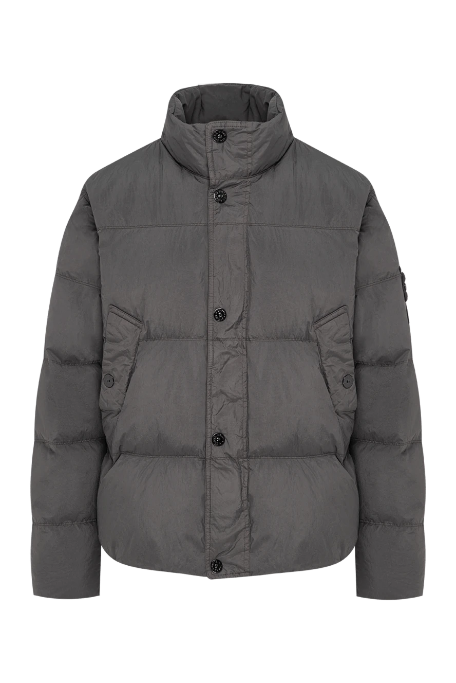 Stone Island чоловіча стьобана пухова куртка у фірмовому складному відтінку lead grey 197890 - фото 1