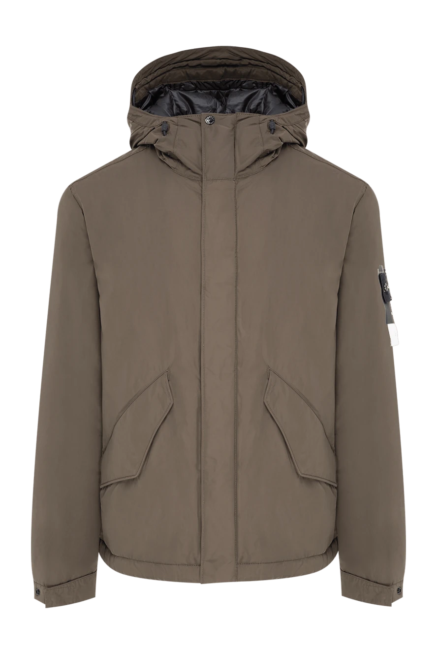 Stone Island чоловіча утеплена куртка-парка у фірмовому вугільно-сірому відтінку. 197891 - фото 1