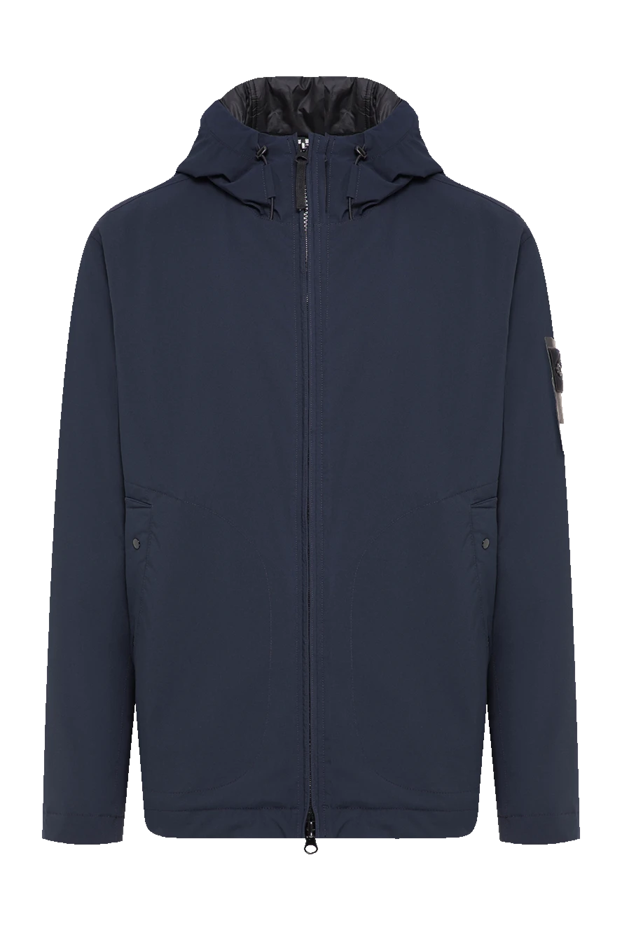 Stone Island синя чоловіча куртка-ветровка з мембранного полотна зі знімним компасом 198082 - фото 1