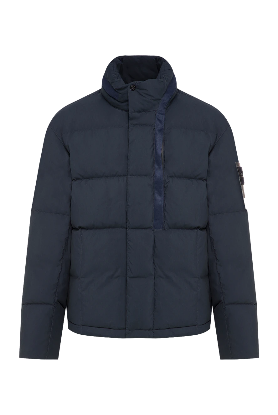 Stone Island мужской стеганый пуховик темно-синего оттенка с высоким воротником-стойкой 198083 - фото 1