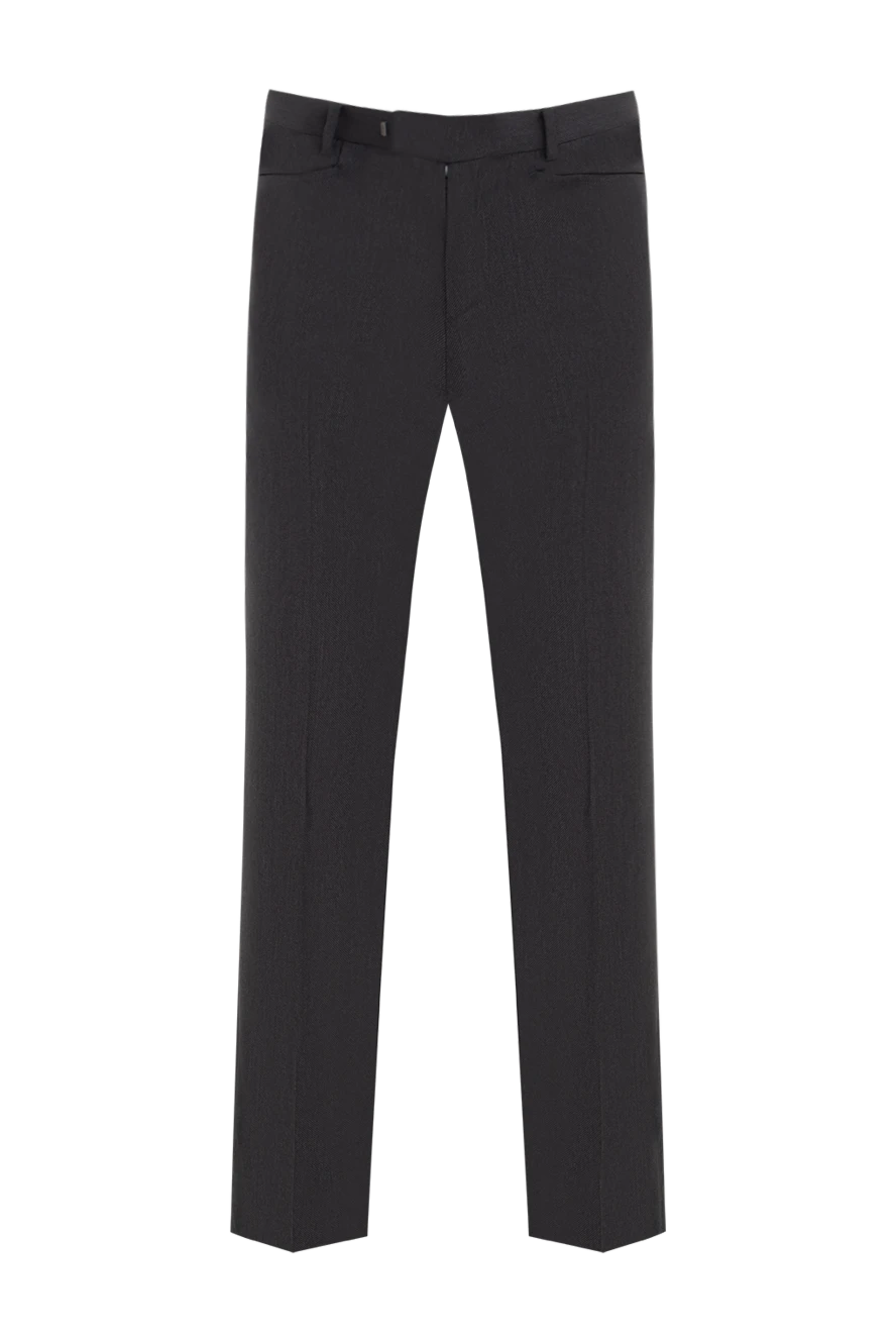 Gucci брюки из чёрной микроструктурной ткани с зауженными штанинами и чёткой стрелкой 998929 - фото 1