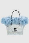  Ermanno Scervino - logo, lace, contrasting handles, blue feathers. zipper. 66% cotton, 34% polyamide. Country of manufacture: Italy. Care: specialized cleaning - photo 6