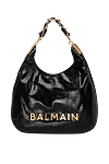 Balmain  - металевий логотип, золота фурнітура. 100% шкіра теляча. Ручки: ручки-ланцюжка, переплетені шкірою. Розмір: 5,5 x 45,5 x 38 см. кишеня для карток з тисненої шкіри. магнітна застібка. Країна виробник: Італія. Догляд: спеціалізоване чищення - фото 9