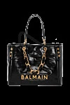  Balmain - металевий логотип, золота фурнітура. 100% шкіра теляча. Ручки: Подвійні ручки зі шкіри та ланцюга, переплетені зі шкірою. Розмір: 40 x 30 x 13,5 см.. внутрішня кишеня на блискавці, шкіряна кишеня для карт. магнітна застібка. Країна виробник: Італія. Догляд: спеціалізоване чищення - фото 8