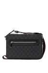  Gucci - полоса Web. текстиль GG Supreme черного цвета, натуральная кожа. Размеры: Ш 26,5 х В 17,5 х Г 8 см. Ремень: регулируемый плечевой ремень из текстиля высотой 56 см; длина: от 82 до 140 см. молния. передний карман на молнии. Страна производитель: Италия. Уход: специализированная чистка - фото 6
