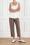 Brunello Cucinelli  - tucks, cuffs. 100% linen. Fastener: zipper, button. two side pockets, two back pockets. Country of manufacture: Italy. Care: specialized cleaning - photo 7