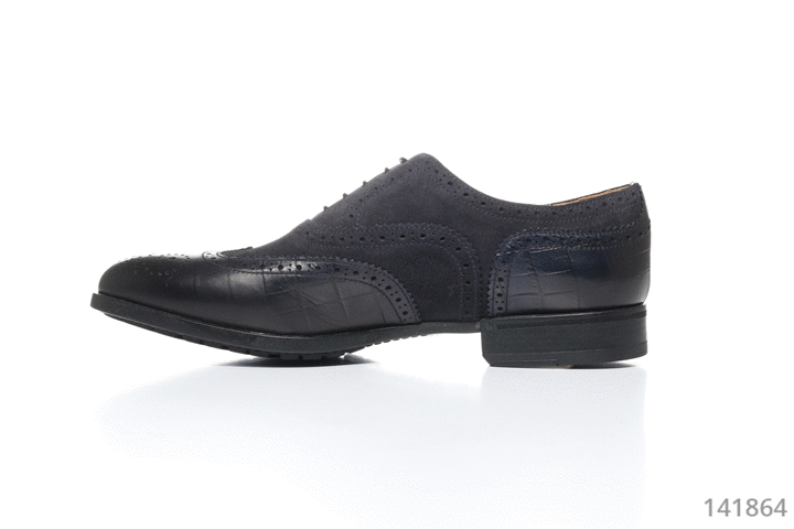 Doucal`s blue textured leather brogue oxford shoes for men 141864