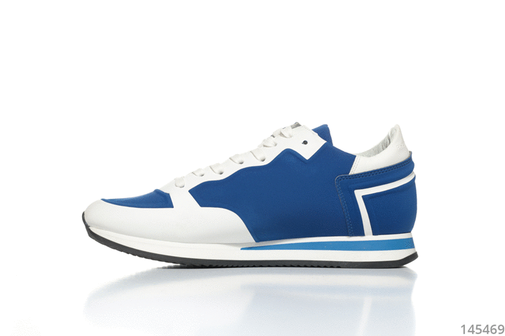Philippe Model blue leather and textile sneakers for men