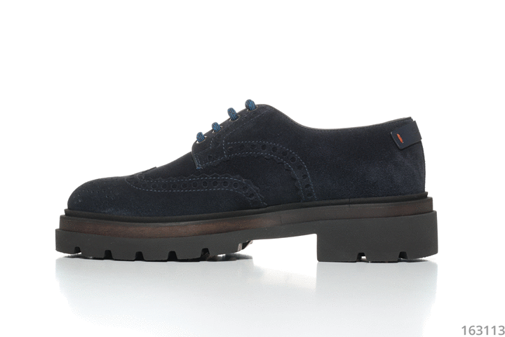 【再値下げ】Santoni Lug-sole Derby Shoes Santoni blue suede brogue derby shoes with chunky sole for men