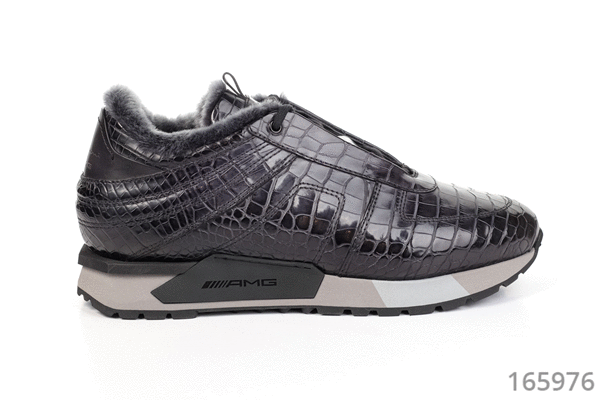 Santoni кроссовки из кожи крокодила с меховой подкладкой в