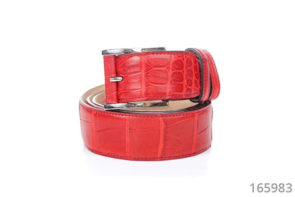 Cesare di Napoli bright red crocodile leather belt for men 165983