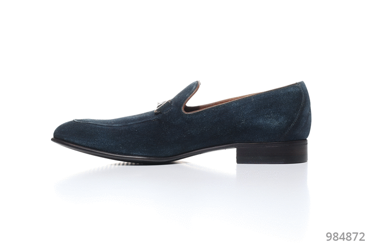 A.Testoni blue suede loafers with metal horsebit buckle  display picture 1