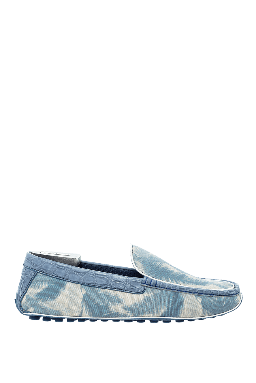 Zilli мокасини блакитні візерчасті шкіряні зі вставками шкіри