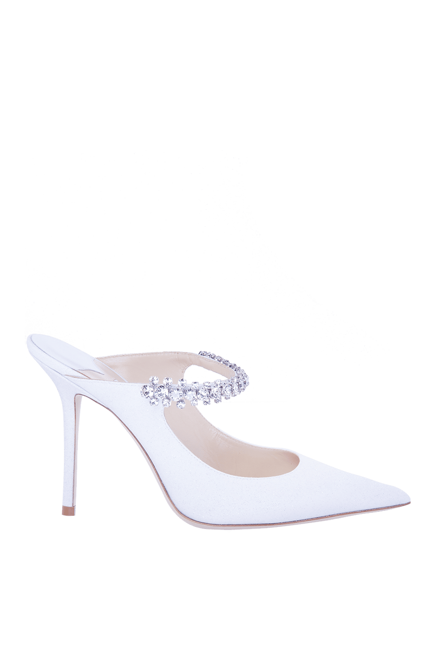 Jimmy Choo босоніжки жіночі білі шкіряні з кристалами на застібці