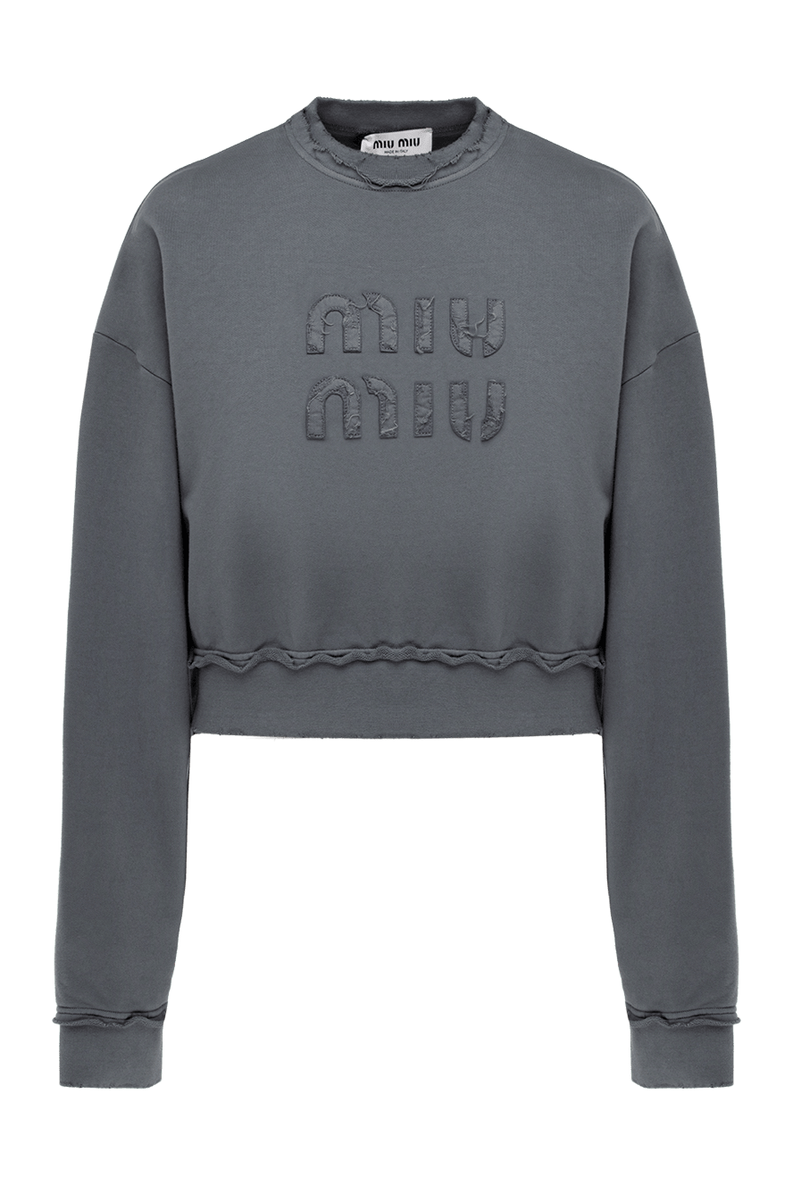 Miu Miu світшот із бавовни жіночий сірий 176447 — Жіночі